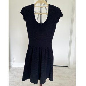 Sandro Dress 1; Black, Fit & Flare, Low Back, Beautiful Knit Detail!